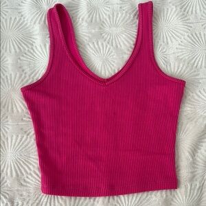 Hollister Pink Ribbed Crop Tank Top